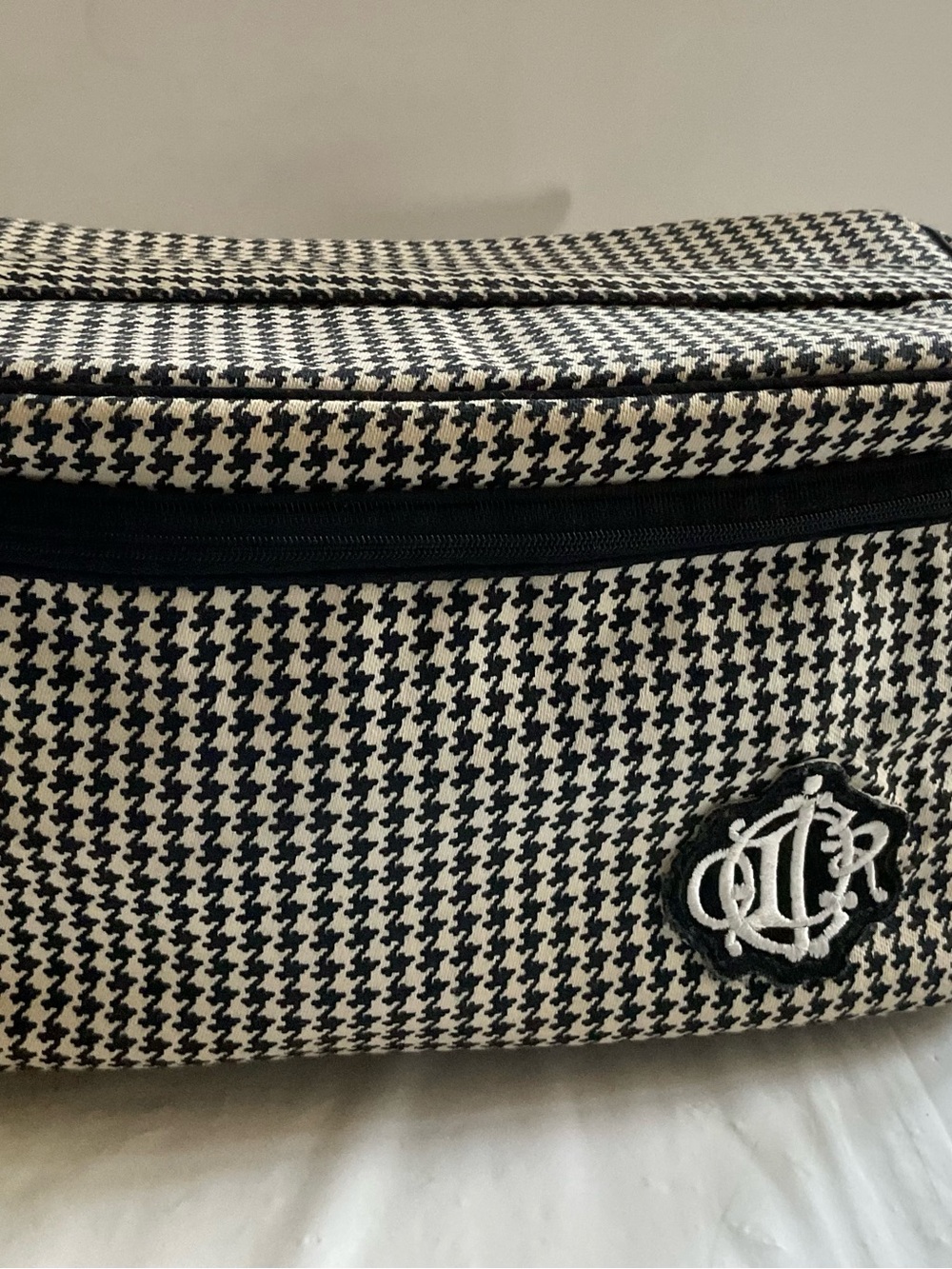 Christian Dior Black White Houndstooth Vanity Case Bag- Vintage, New USA